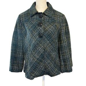 Emma James Blue Lined 3/4 Sleeve Blazer with Oversized Buttons, Size 10